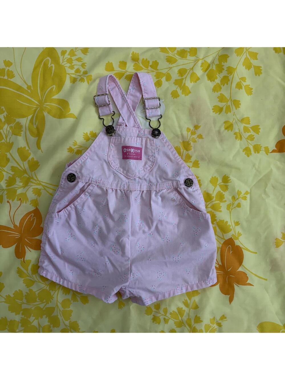 Oshkosh B’Gosh pink dainty floral short-alls vintage 90s